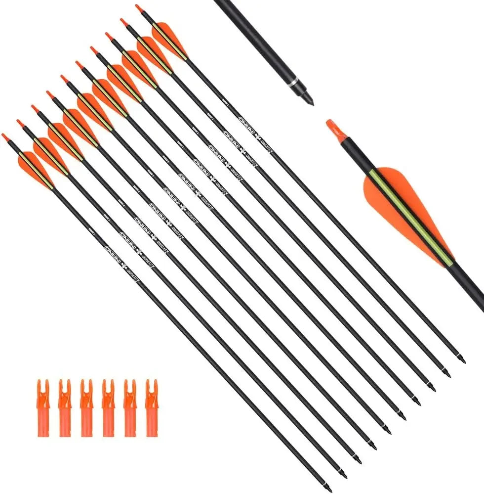 Carbon Hunting Arrows with 100 Grain Removable Tips for Archery Practice