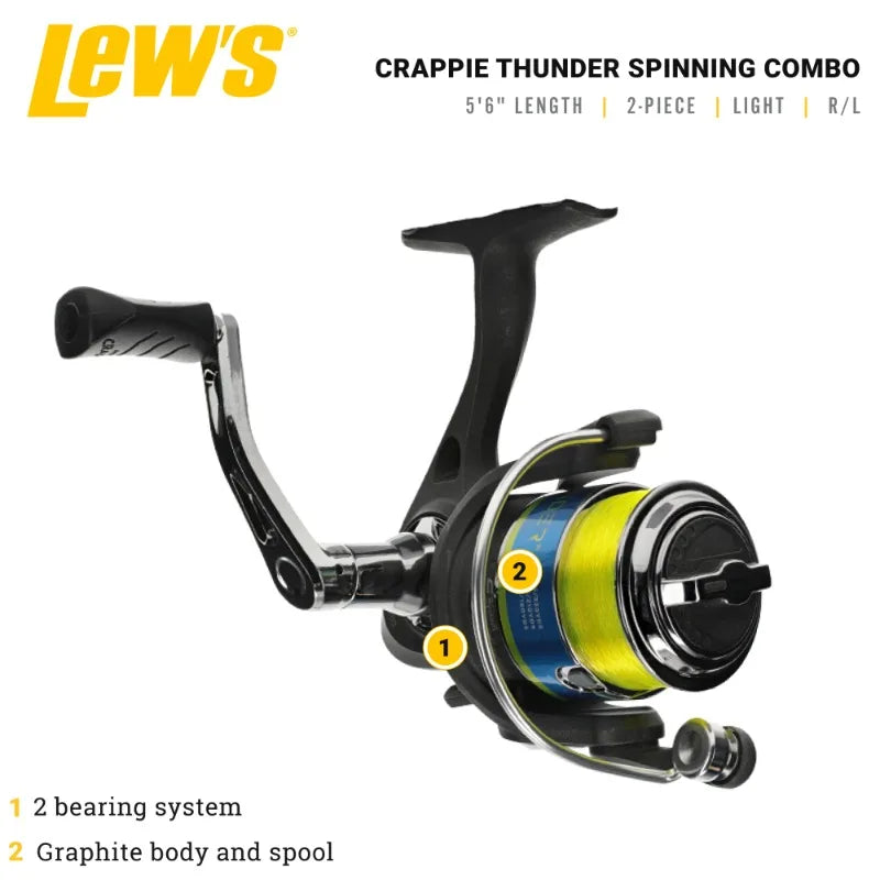 Lew's Crappie Thunder 6.5 Foot Spinning Rod and Reel Combo Green