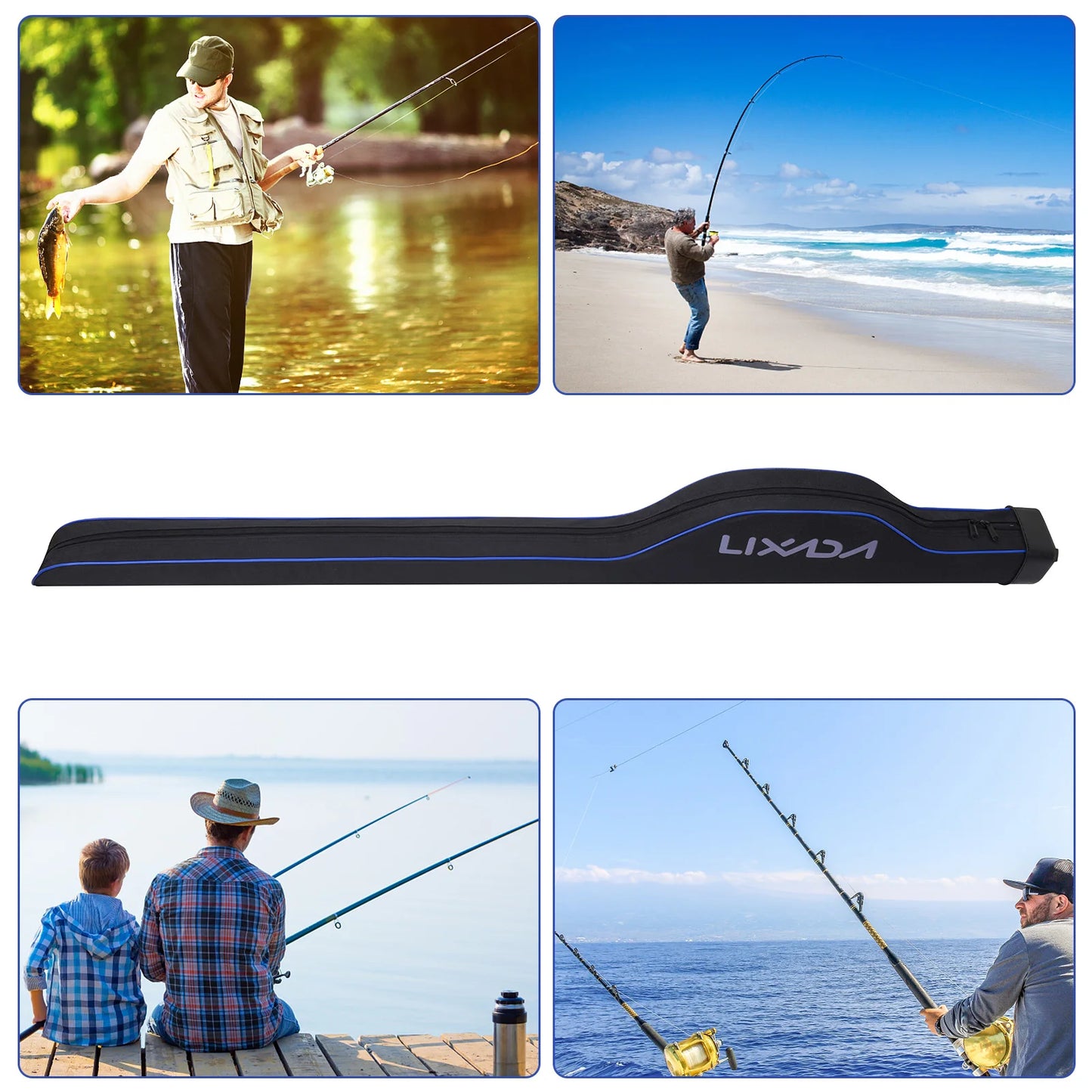 Waterproof Fishing Rod Bag 1.3m Hard Shell Tackle Storage Case