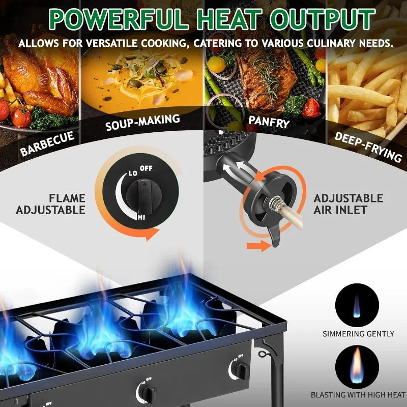 Outvita 3 Burner Propane Gas Stove 225000 BTU Outdoor Cooking Cooker