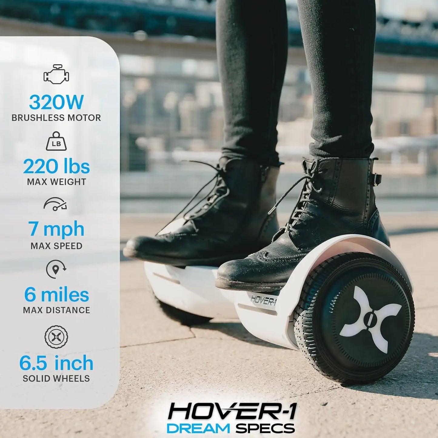 Hover-1 Dream Hoverboard Black with 36V Battery and 30 km/h Speed