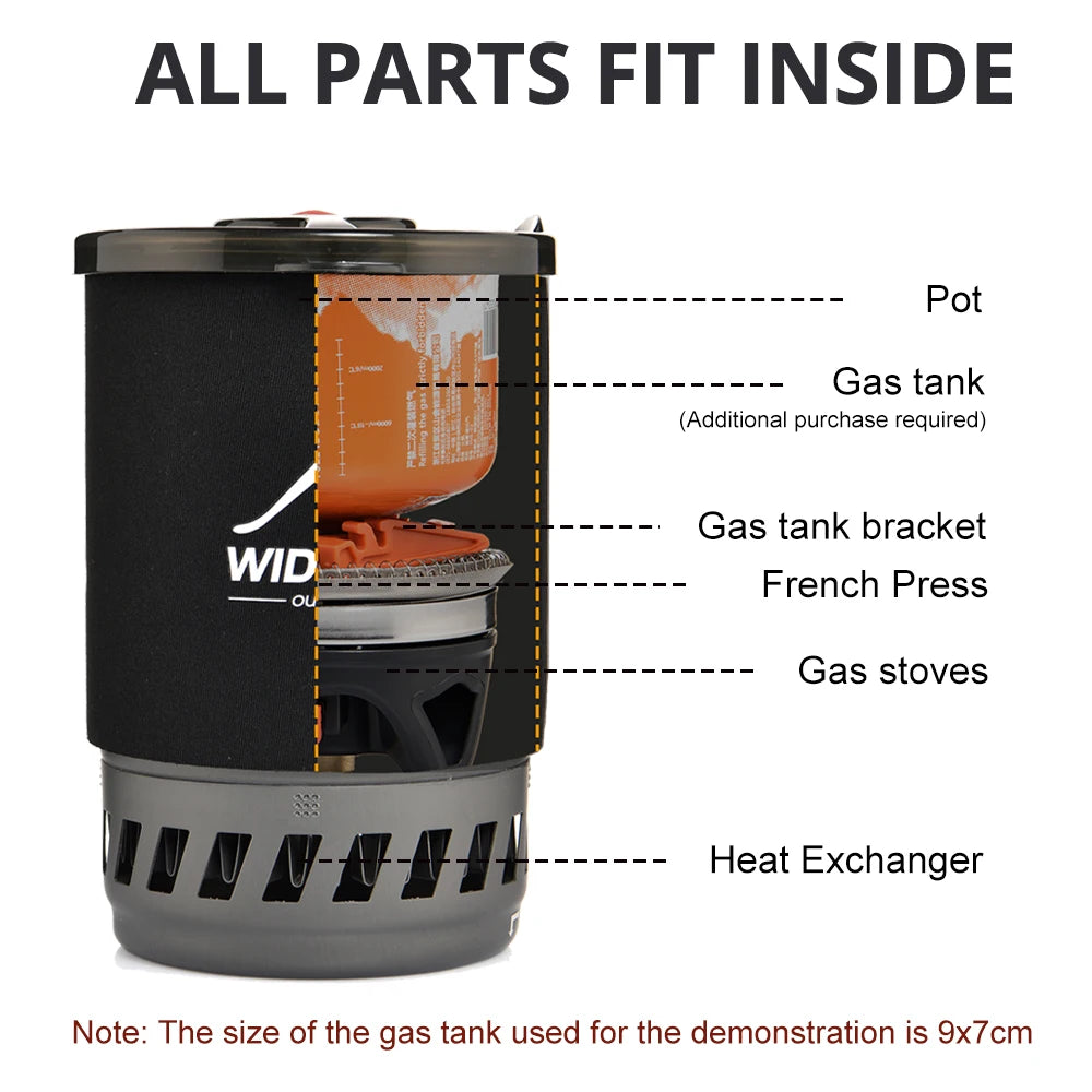 Widesea Outdoor Camping Cooking System with Heat Exchanger Gas Stove Burner