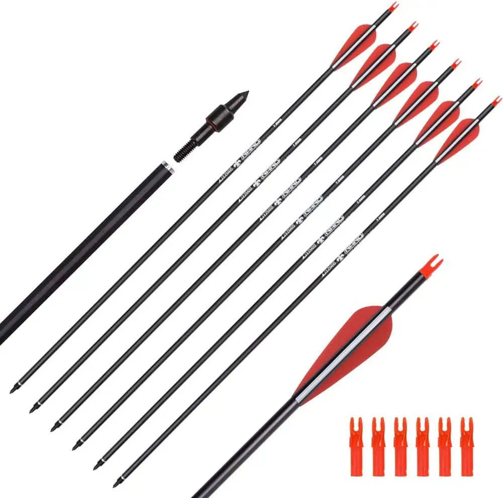 Elong 6/12PCS Carbon Hunting Arrows for Compound Bows 26 28 30 Inch