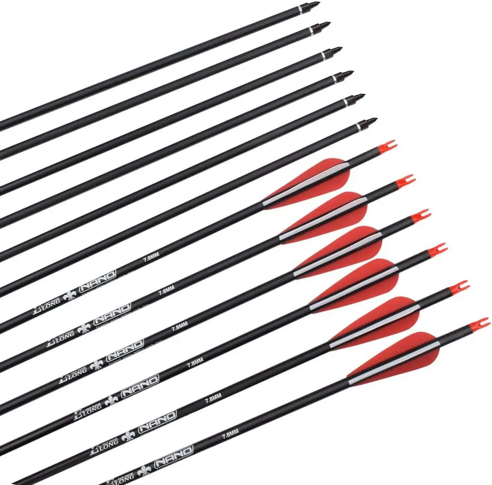 Elong 6/12PCS Carbon Hunting Arrows for Compound Bows 26 28 30 Inch