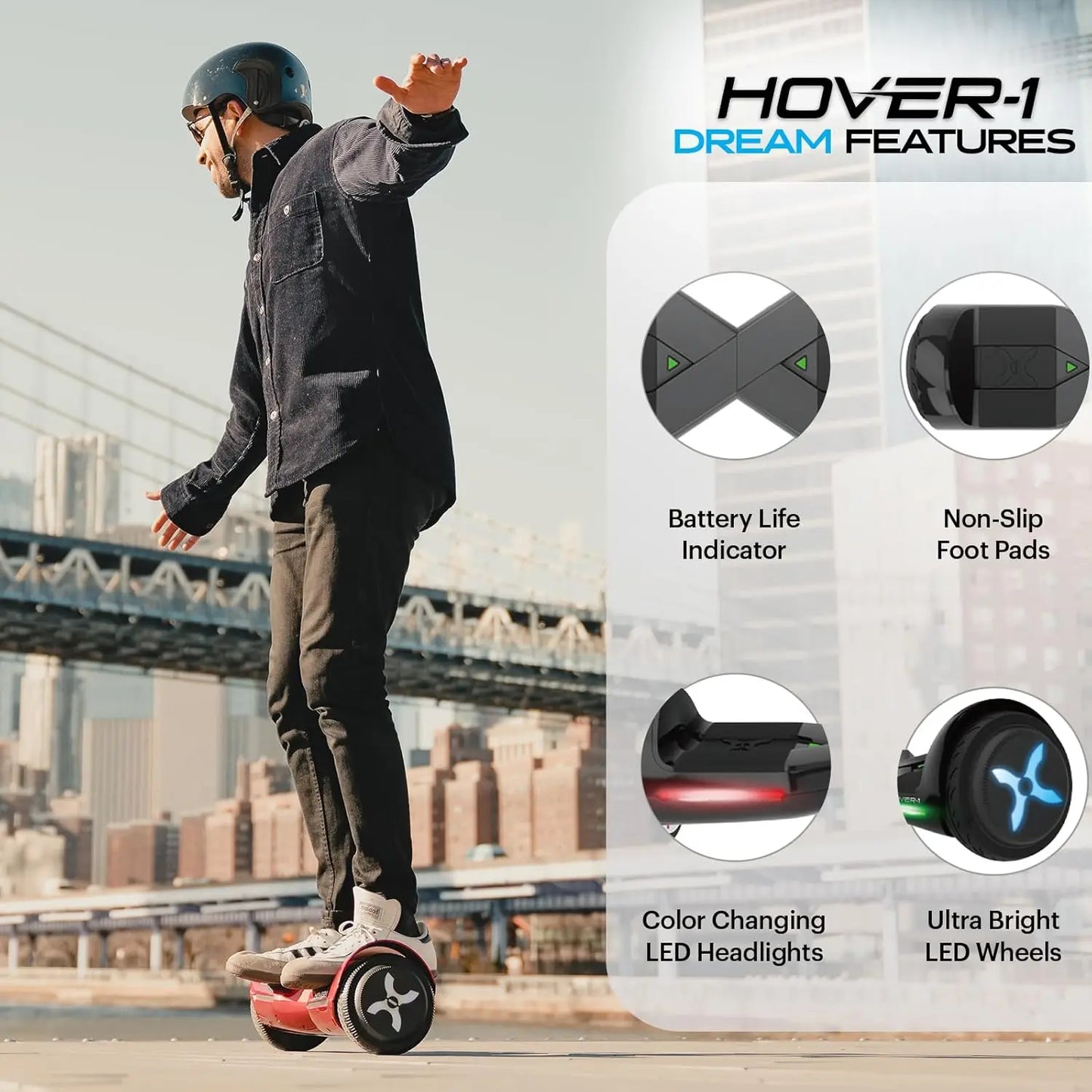 Hover-1 Dream Hoverboard Black with 36V Battery and 30 km/h Speed