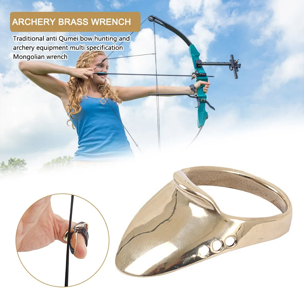 Sport Recurve Bow Brass Trigger Finger Ring for Archery Hunting Equipment