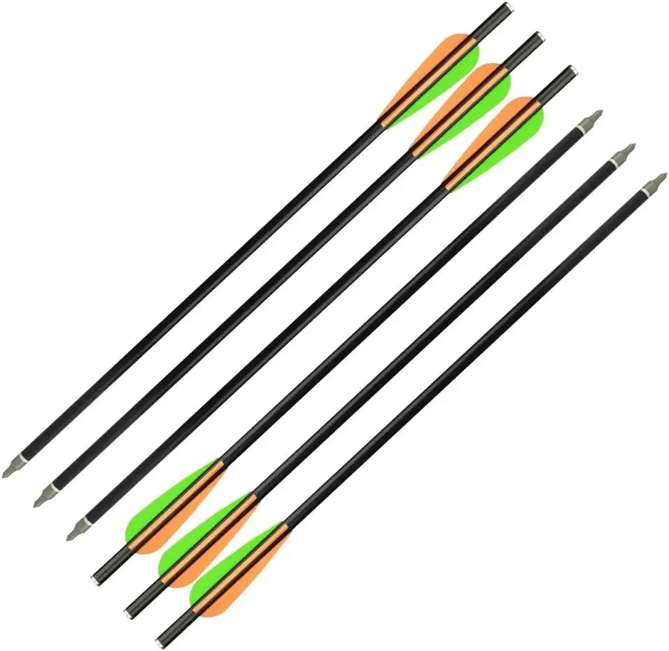 Archery Crossbow Bolts Fiberglass Arrows with Flat Nock Pack of 12