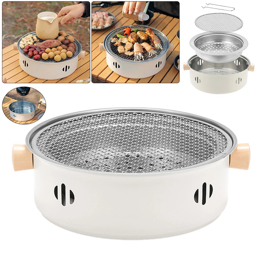 Portable Charcoal BBQ Stove Compact Tabletop Grill for Outdoor Camping