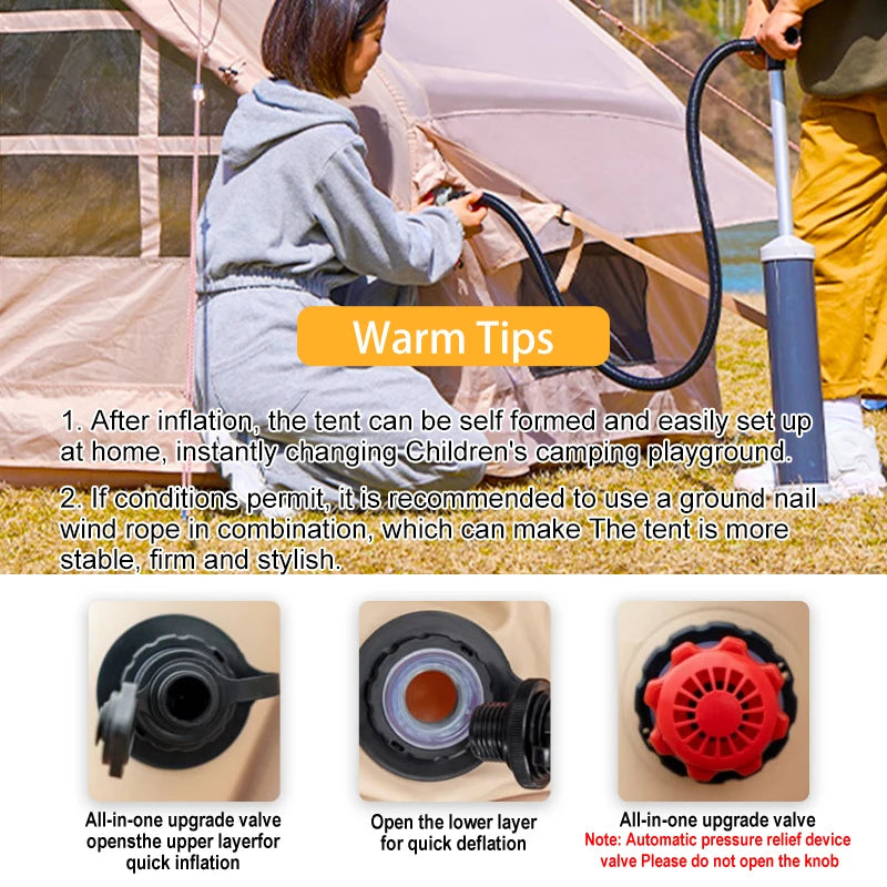 Inflatable Camping Tent for 6-8 People Quick Setup 4 Season Waterproof Tent
