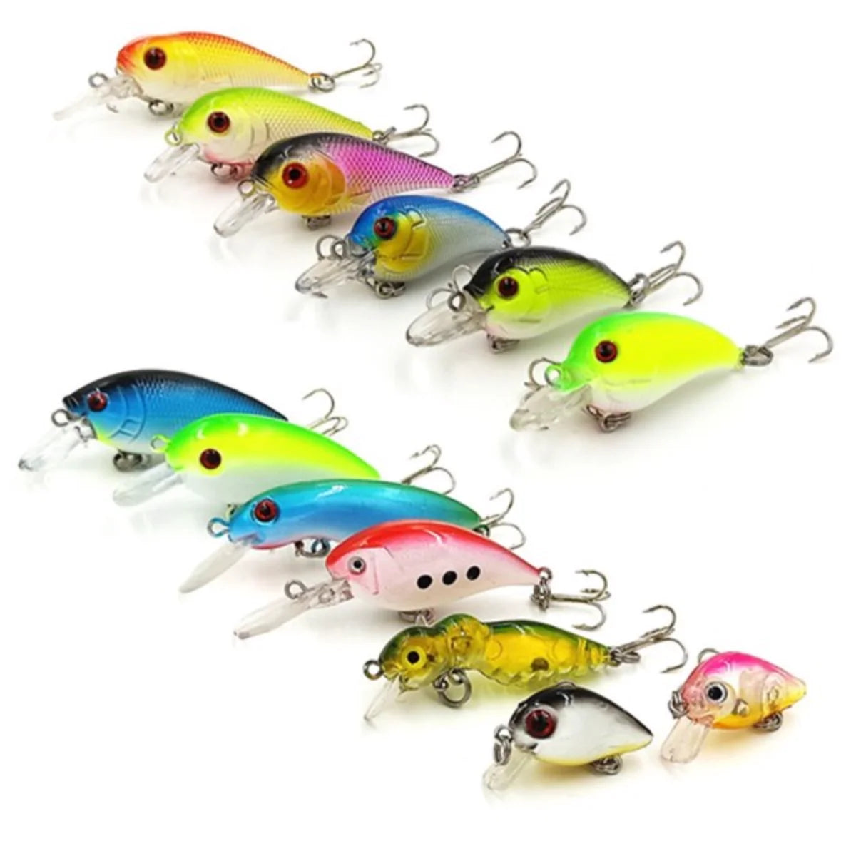 30PCS Fishing Lures Crankbaits Hooks Minnow Baits Bass Tackle Set