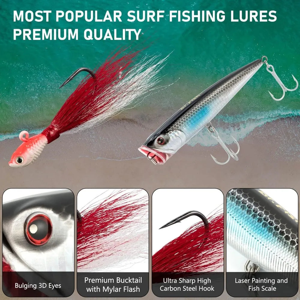 Surf Rod and Reel Combination for Saltwater Fishing with Spinning Reel 9+1 BB