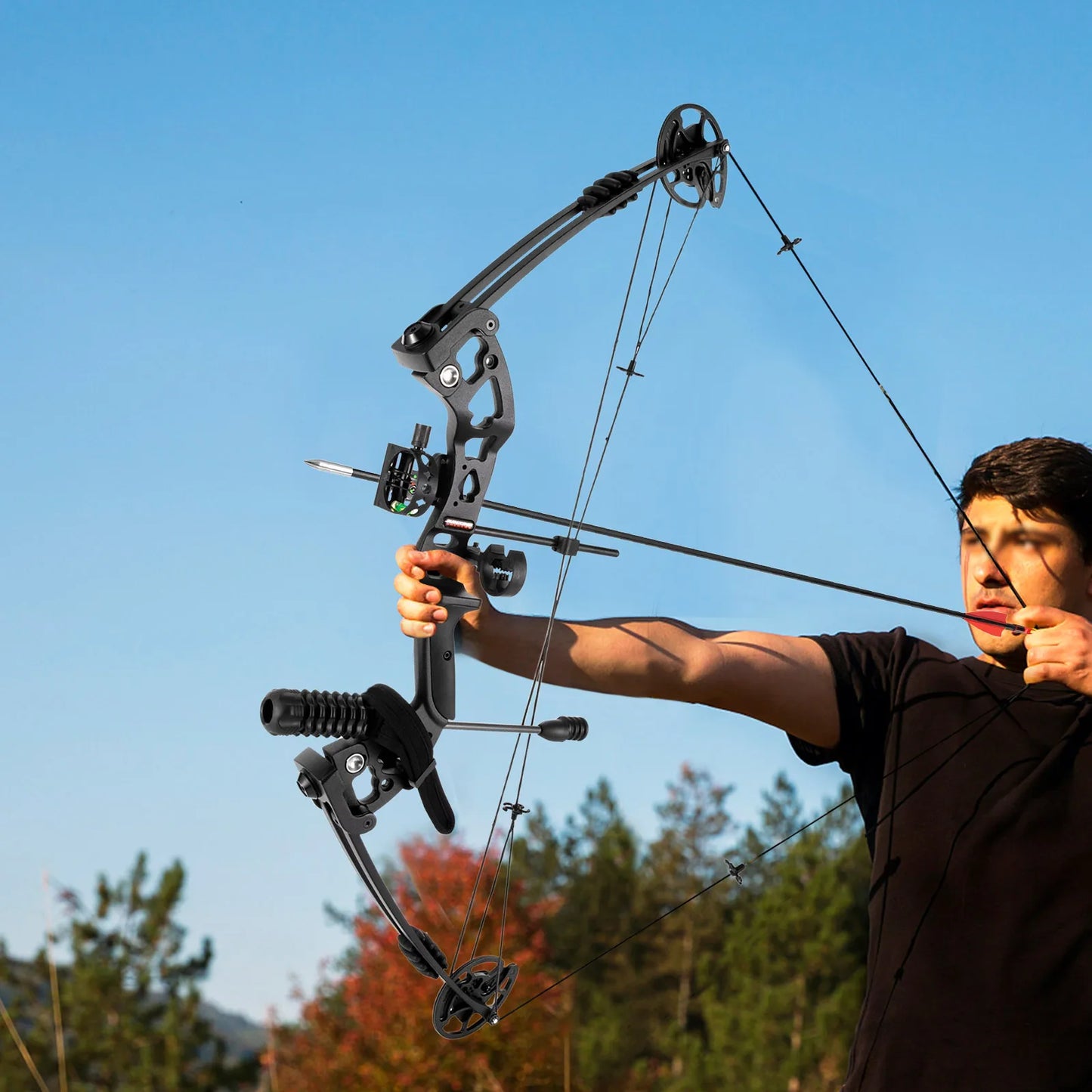 Compound Recurve Bow Set with 12 Arrows for Right Hand Adult Hunting Training