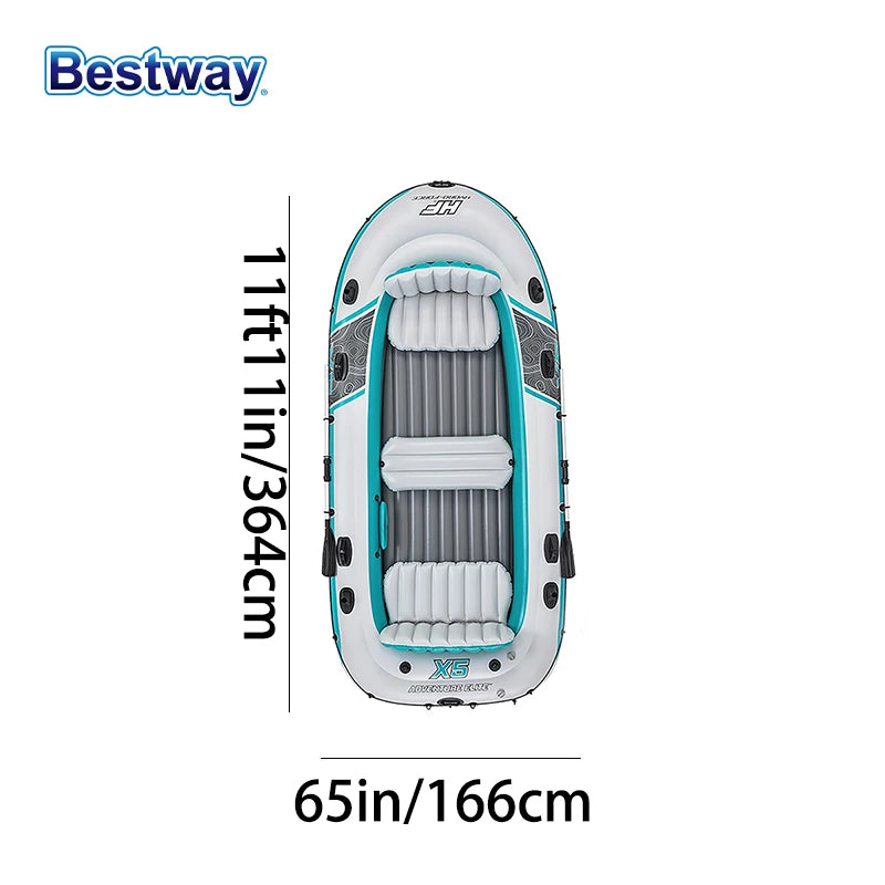 Bestway 65159 Inflatable Kayak for 5 People Durable PVC Large Adventure Boat