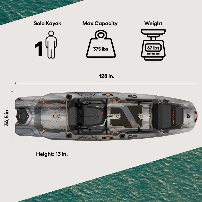 Catch Mode 110 Premium Fishing Kayak with Lawnchair 10.5 Feet Stability