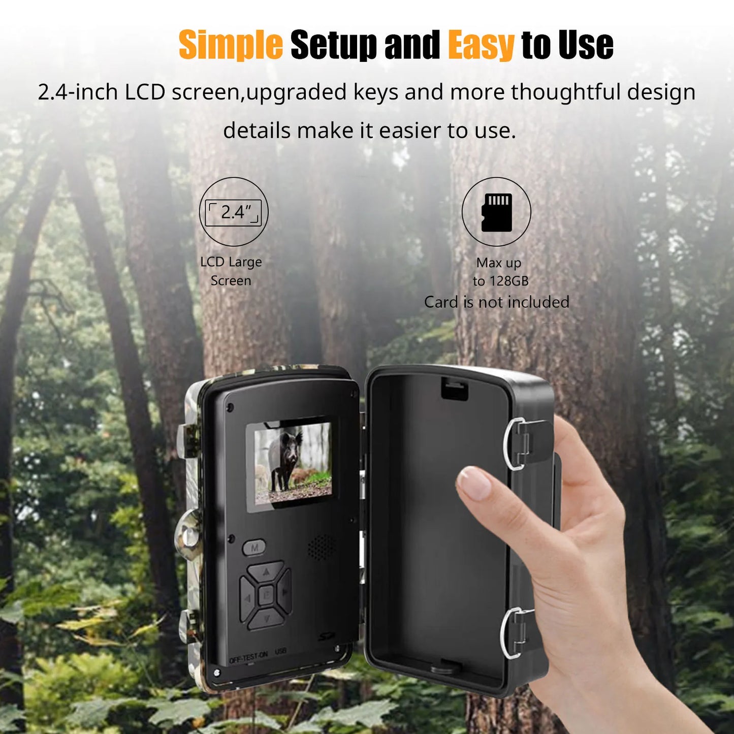 1080P Waterproof Hunting Camera with 16MP Night Vision and LCD Display