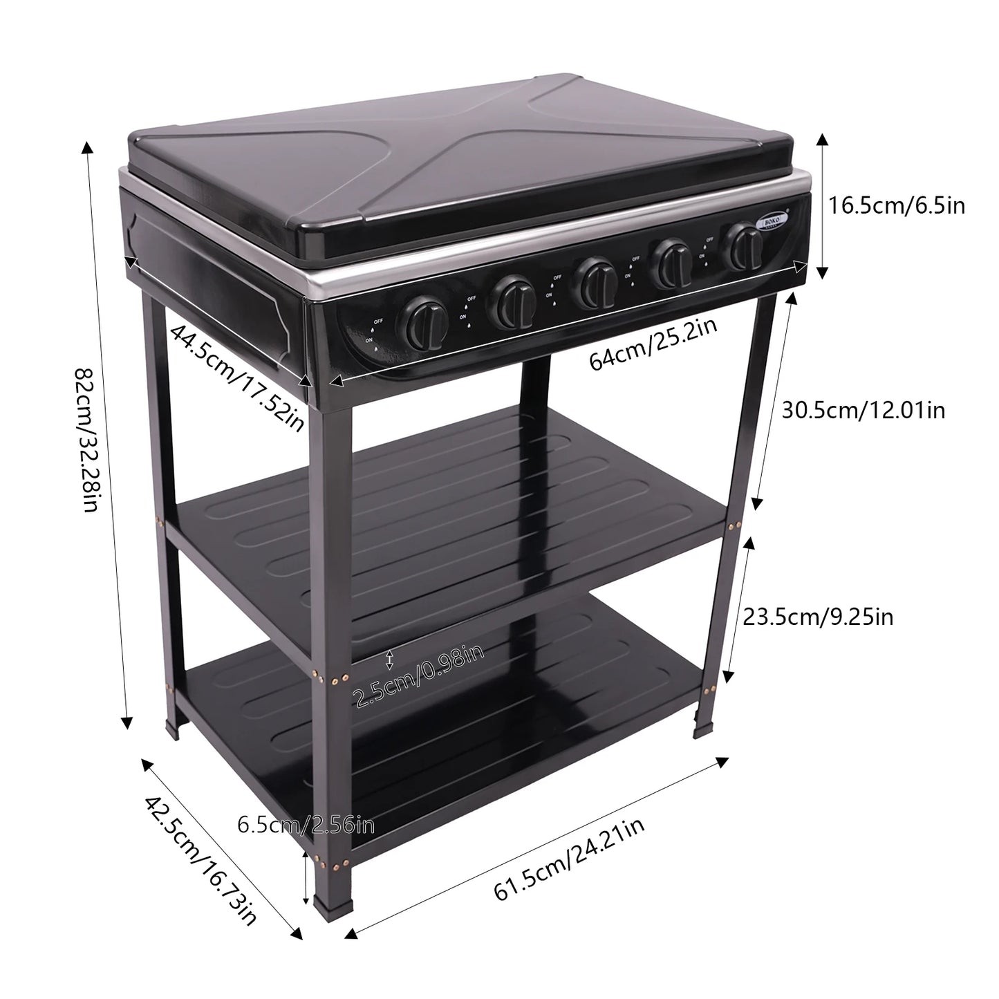 4/5 Burners Gas Stove with Independent Control for Outdoor Camping and Travel