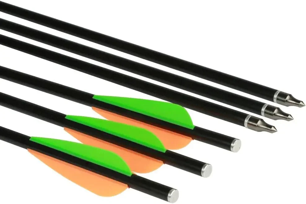 Archery Crossbow Bolts Fiberglass Arrows with Flat Nock Pack of 12