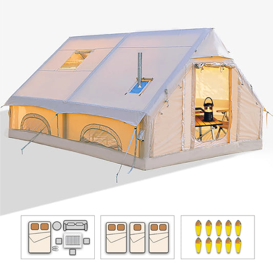 Large Inflatable Camping Tent with Hand Pump Easy Setup for 8 Plus Users