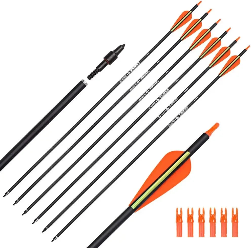 Carbon Hunting Arrows with 100 Grain Removable Tips for Archery Practice