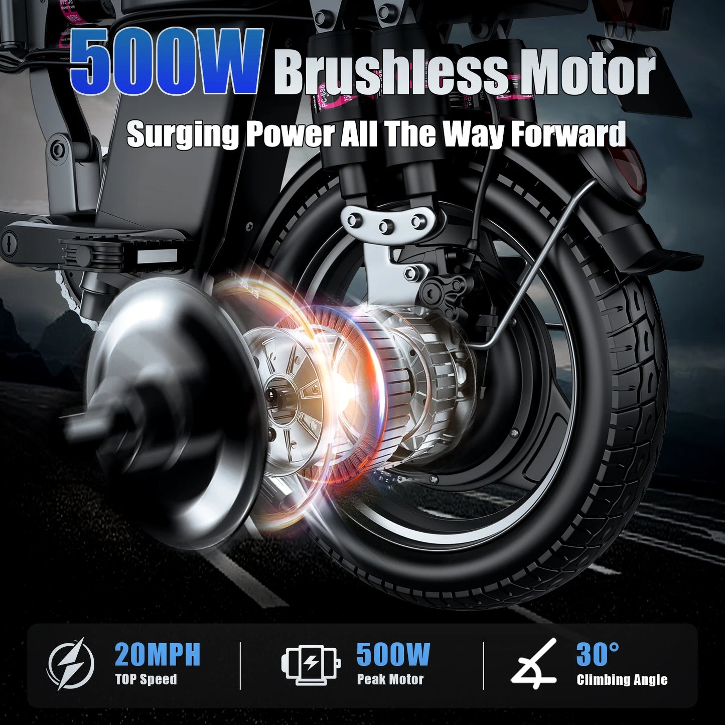 Electric Bike for Adults 48V 15AH Removable Battery 20MPH 35Miles 500W Motor