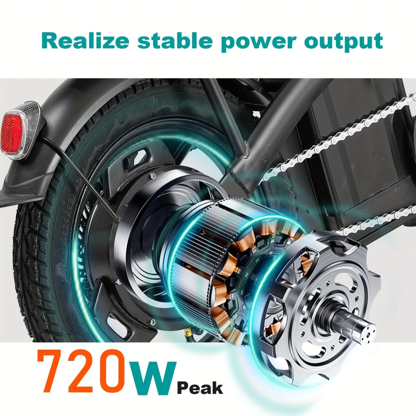 14 Inch Foldable Electric Bike for Adults with 500W Motor and Removable Battery