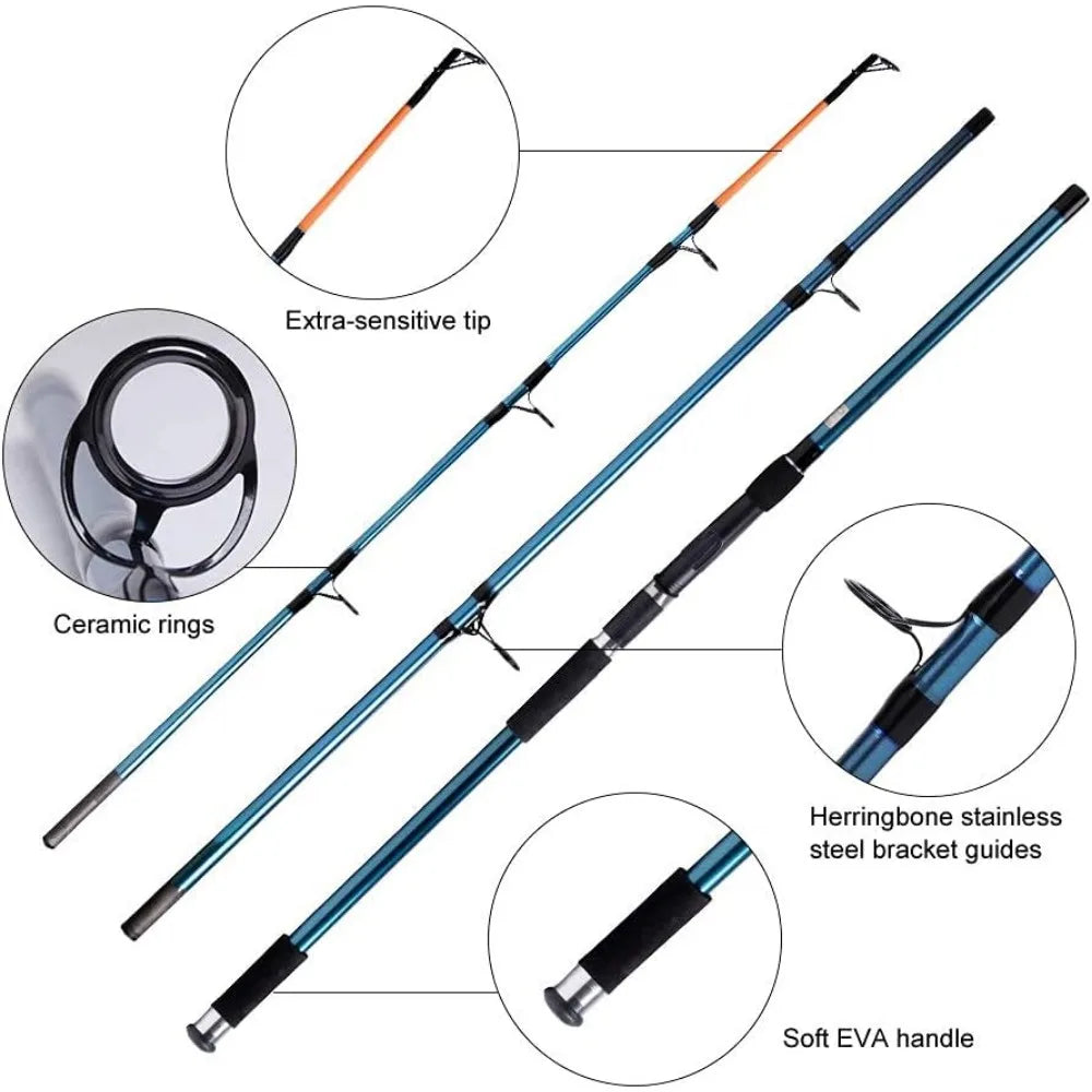 Surf Rod and Reel Combination for Saltwater Fishing with Spinning Reel 9+1 BB