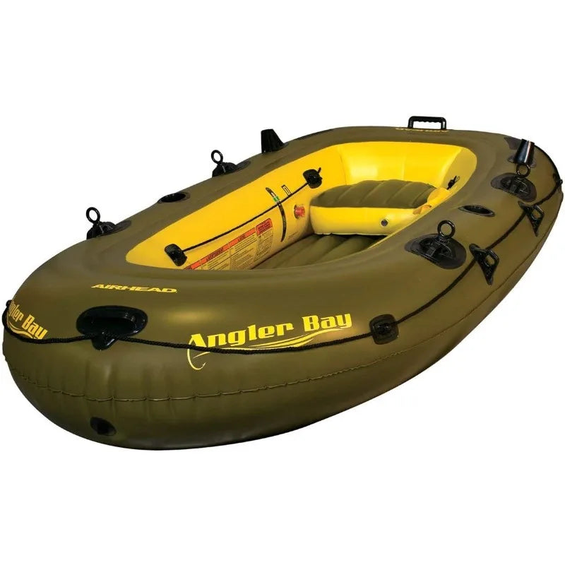 Airhead Angler Bay Inflatable Boat for Four with Rod Holders and Drain Plugs