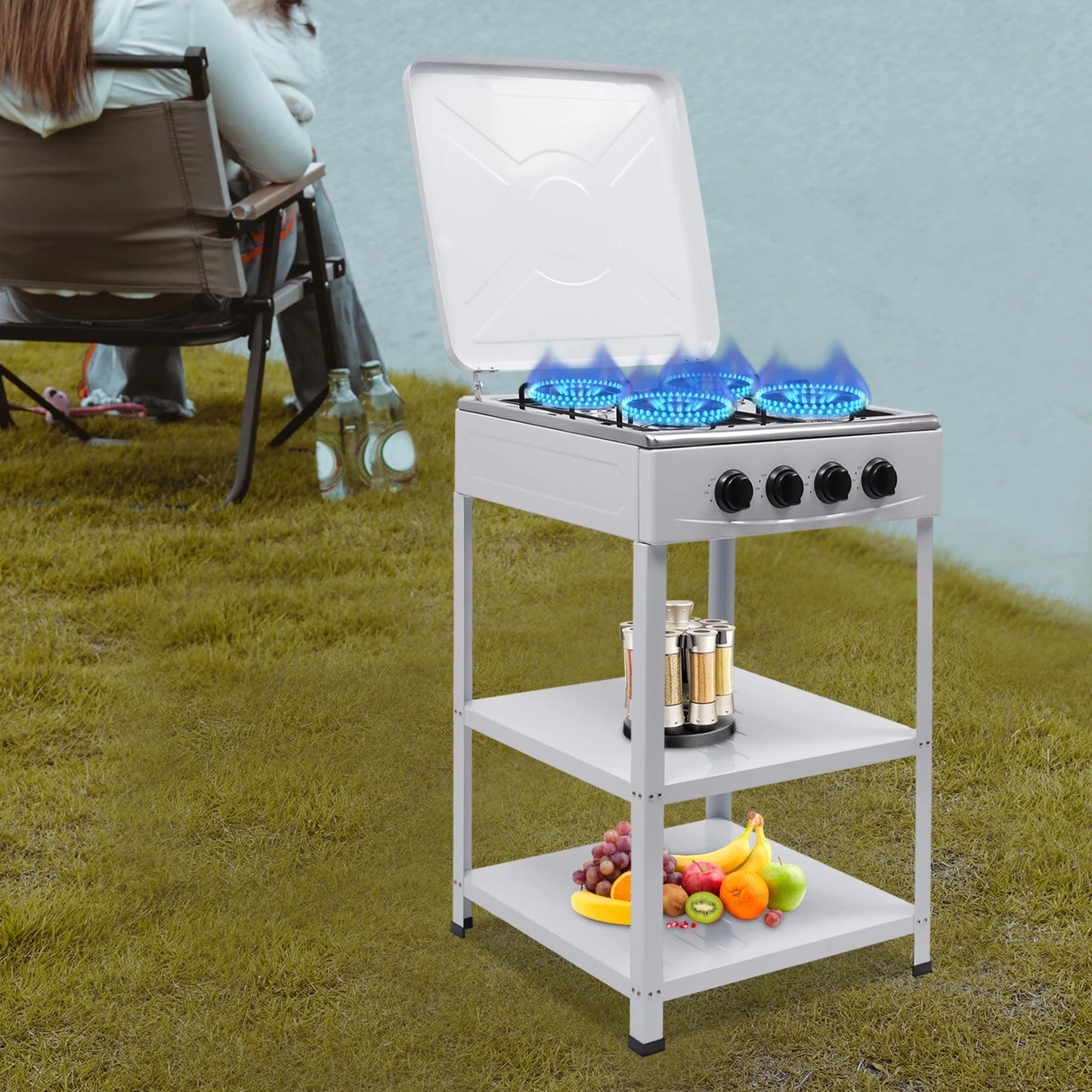 4/5 Burners Gas Stove with Independent Control for Outdoor Camping and Travel