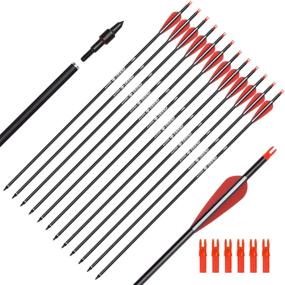 Elong 6/12PCS Carbon Hunting Arrows for Compound Bows 26 28 30 Inch