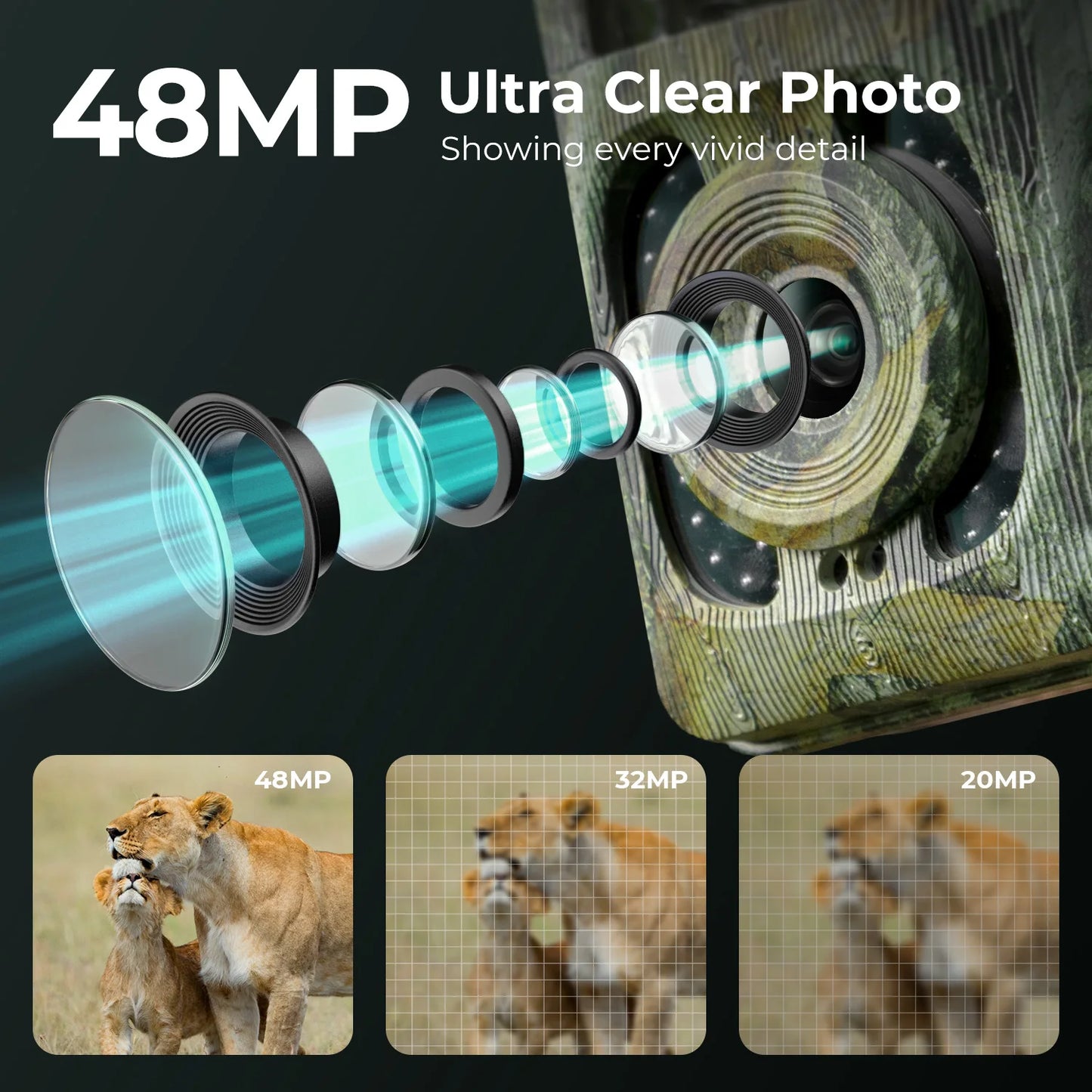 4K 48MP Trail Camera with No Glow Night Vision and 120° Wide Lens