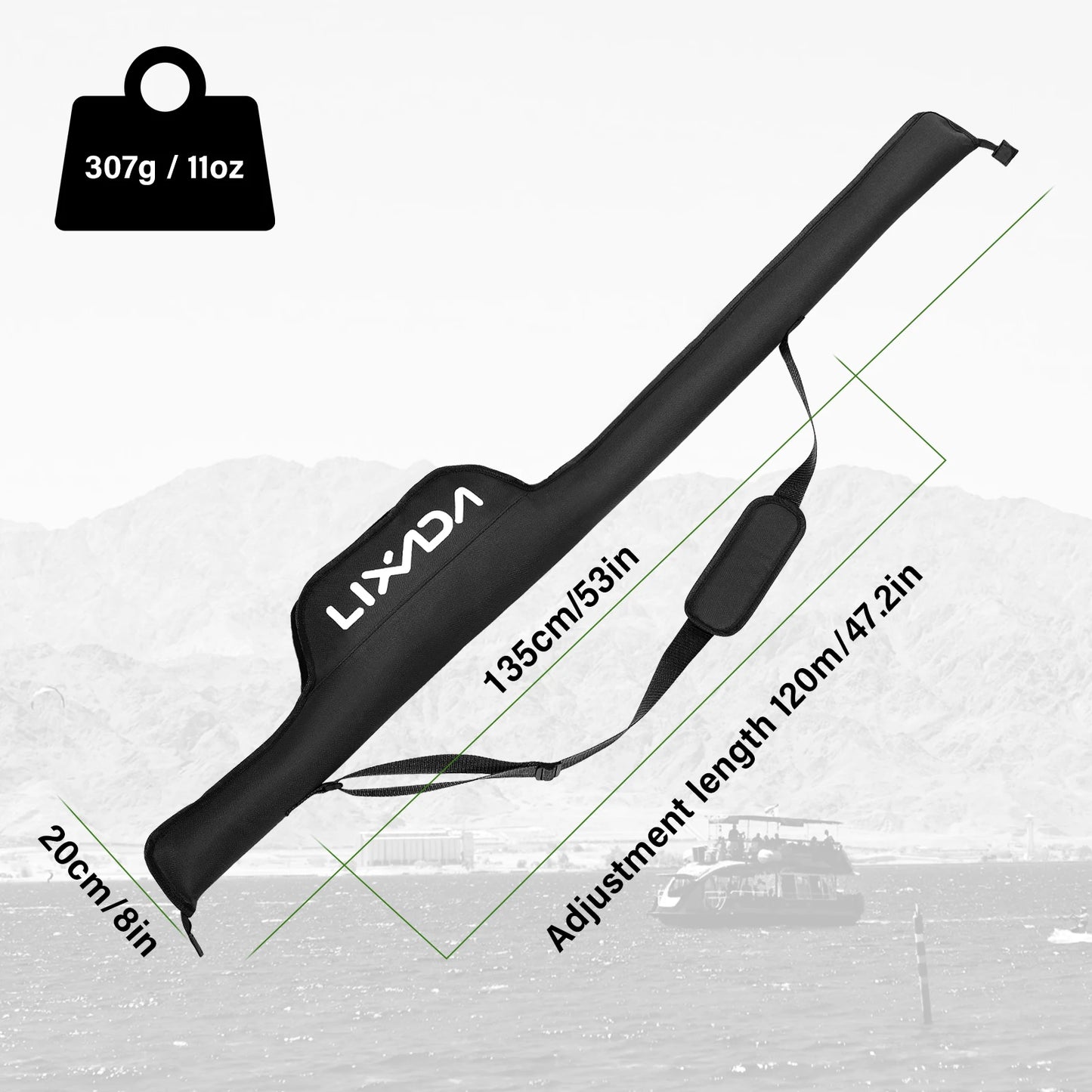 Portable 55 Inch Fishing Rod Bag Durable Oxford Fabric Tackle Storage Case