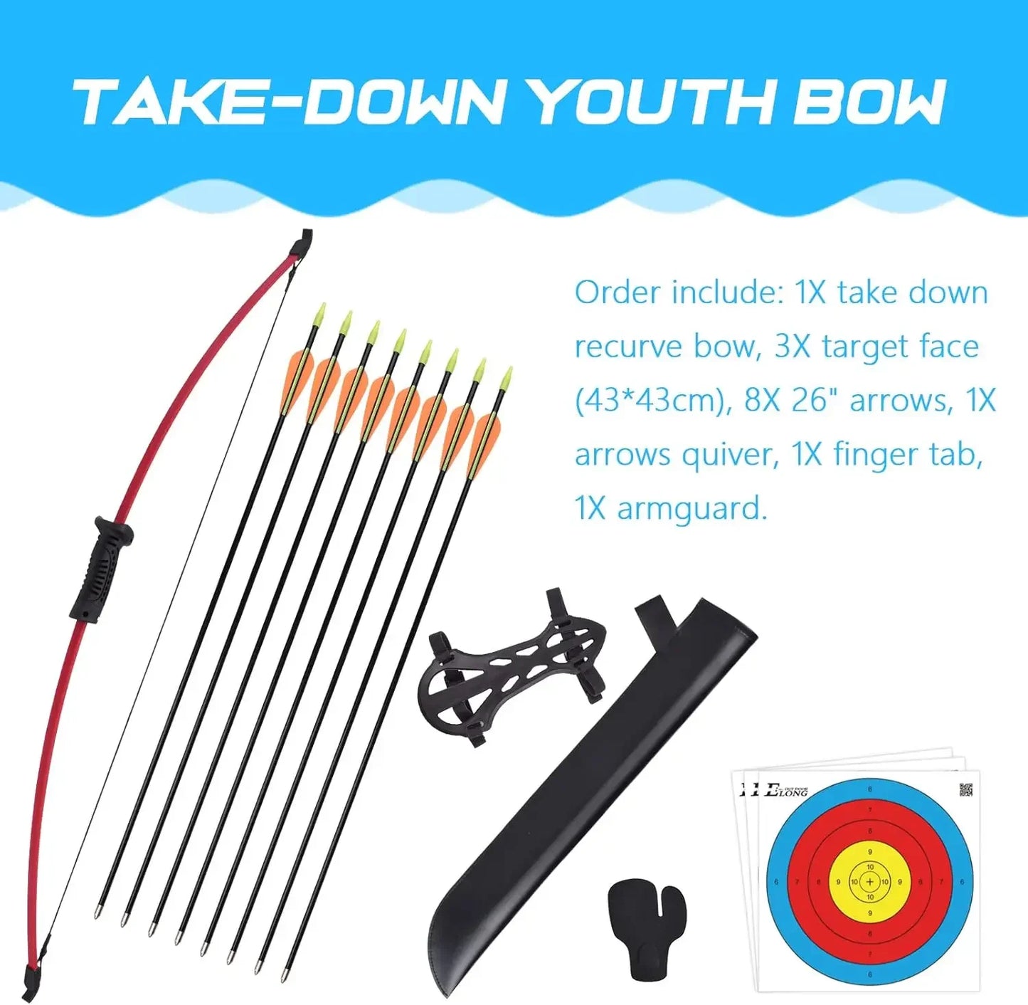 Recurve Bow and Arrow Set for Junior Archery Training with Accessories