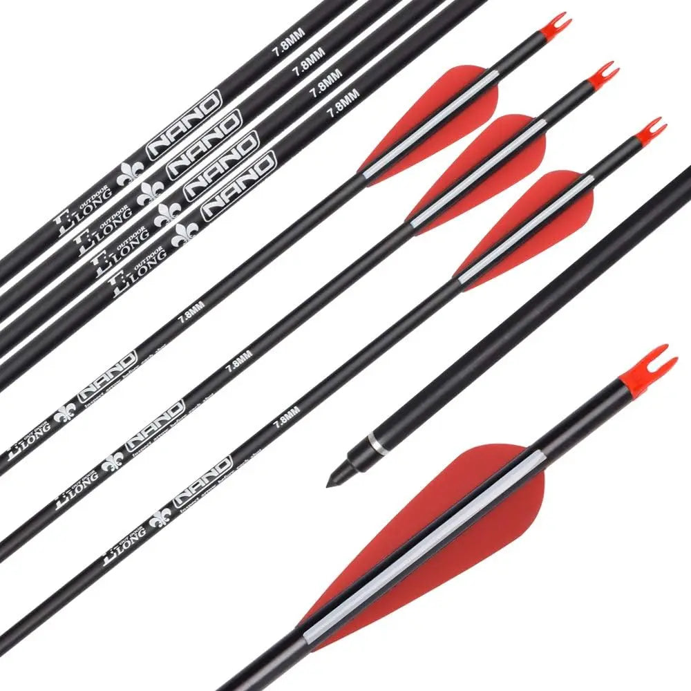 Elong 6/12PCS Carbon Hunting Arrows for Compound Bows 26 28 30 Inch