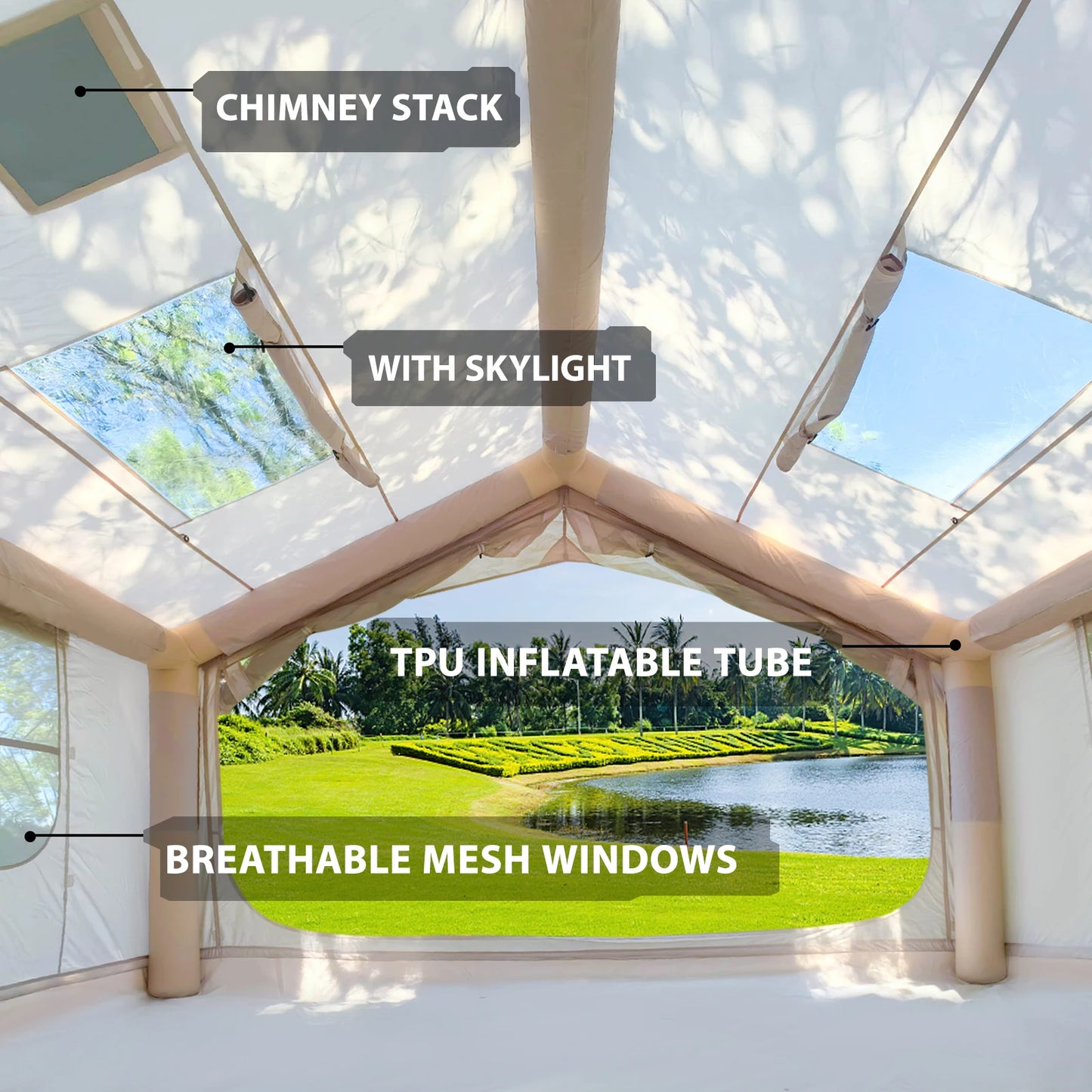 Inflatable Camping Tent for 6-8 People Quick Setup 4 Season Waterproof Tent