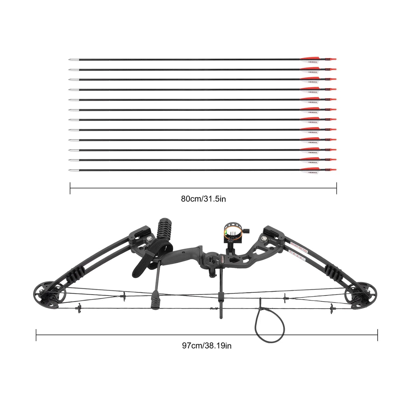 Compound Recurve Bow Set with 12 Arrows for Right Hand Adult Hunting Training