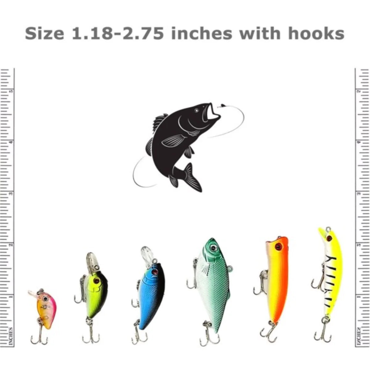 30PCS Fishing Lures Crankbaits Hooks Minnow Baits Bass Tackle Set