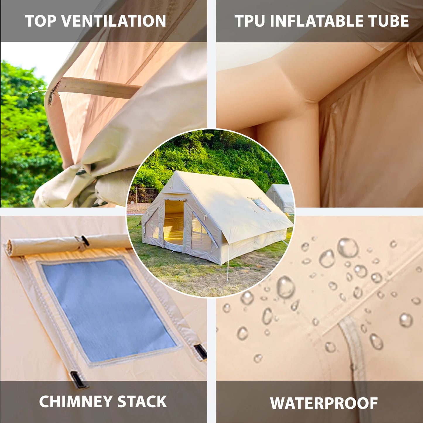 Large Inflatable Camping Tent with Hand Pump Easy Setup for 8 Plus Users