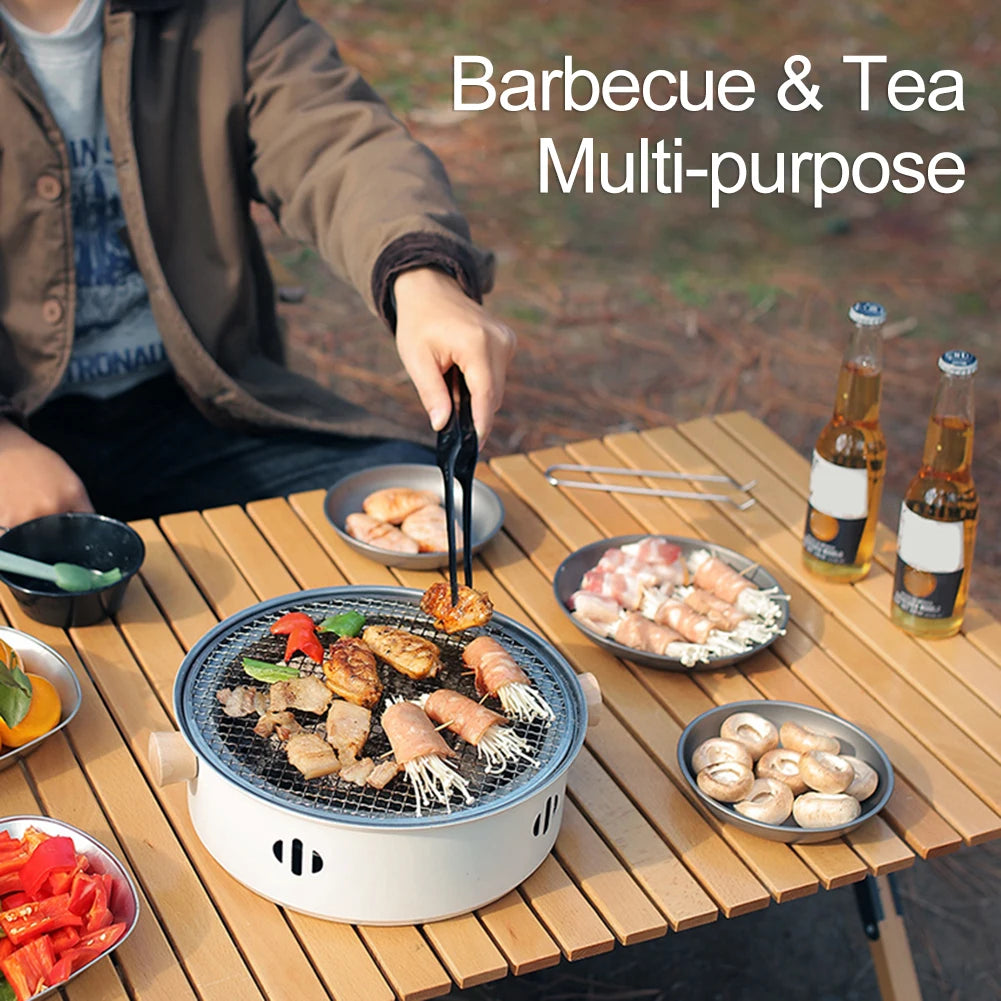 Portable Charcoal BBQ Stove Compact Tabletop Grill for Outdoor Camping