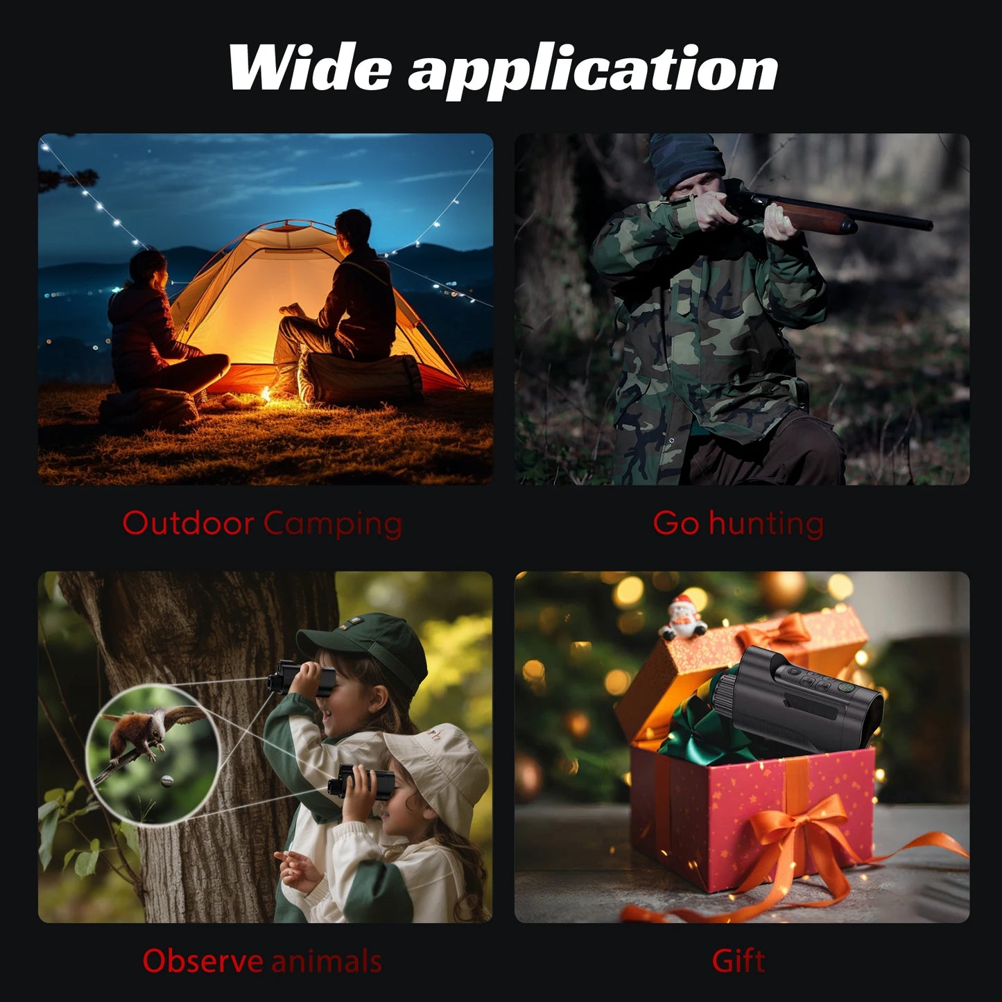 Infrared Night Vision Telescope Camera 10X Zoom 2.8 Inch Screen for Wildlife