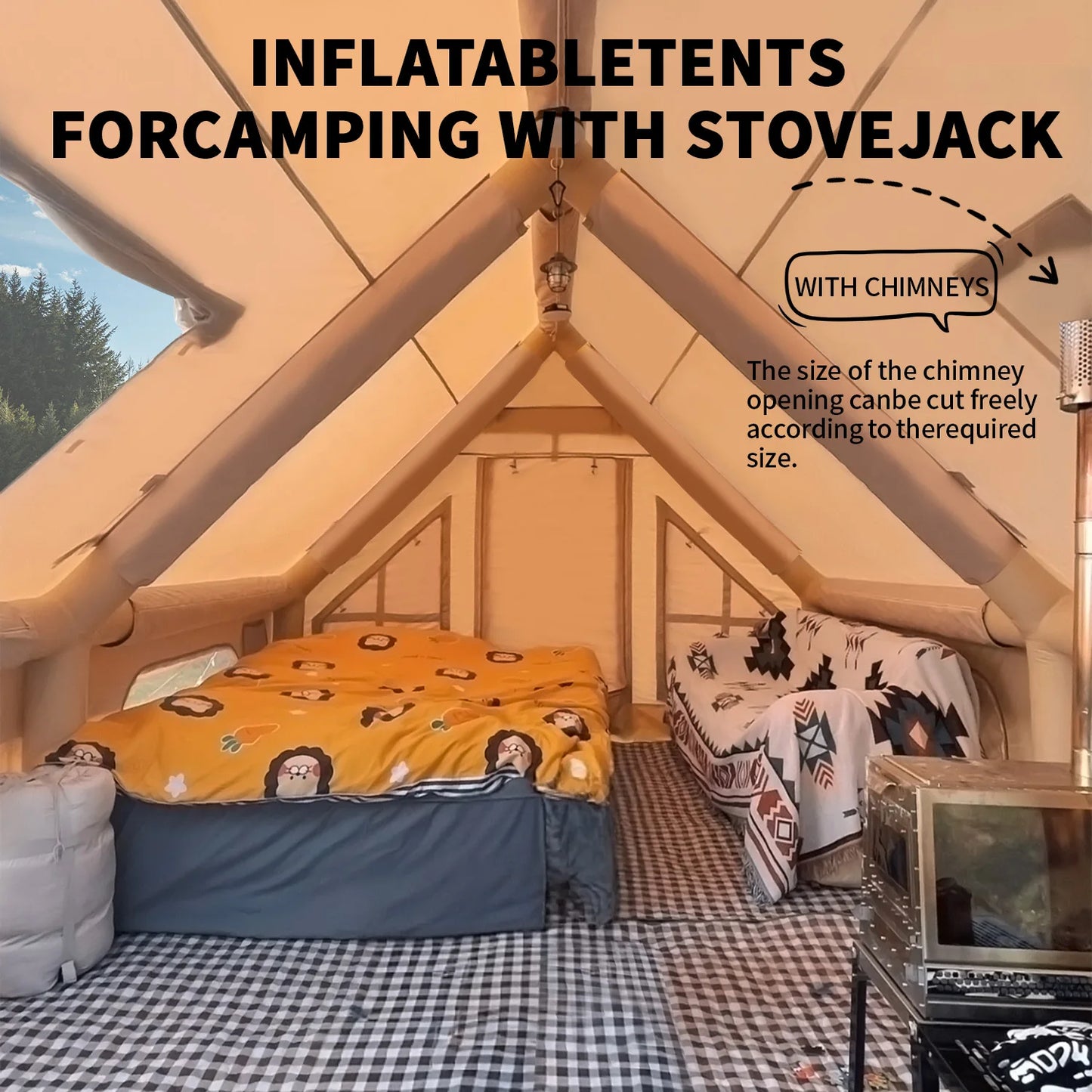 Large Inflatable Camping Tent with Hand Pump Easy Setup for 8 Plus Users