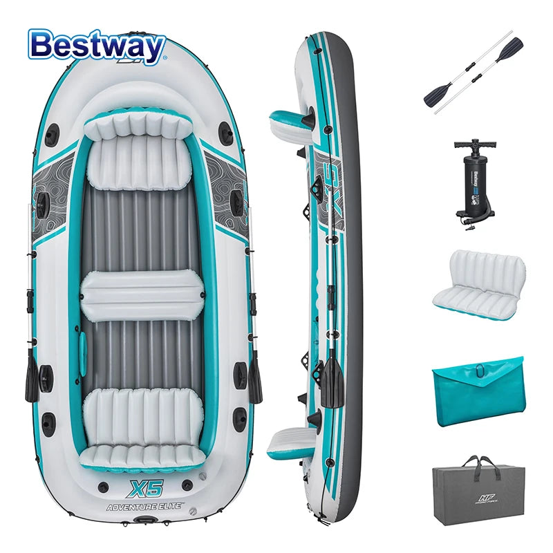 Bestway 65159 Inflatable Kayak for 5 People Durable PVC Large Adventure Boat
