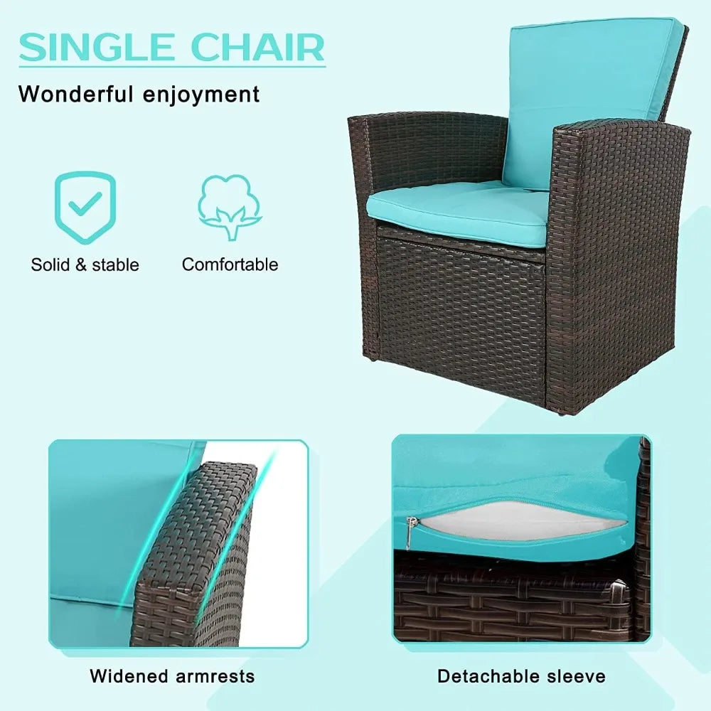 4 Pieces Outdoor PE Rattan Wicker Sofa Set with Cushions and Glass Table