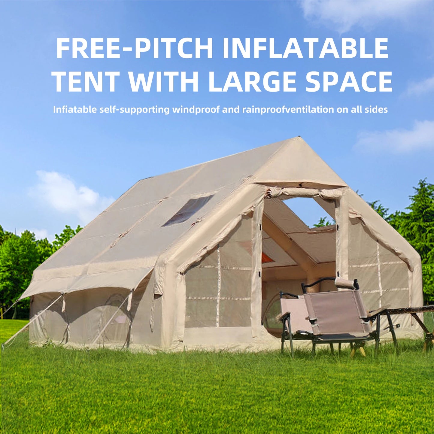 Large Inflatable Camping Tent with Hand Pump Easy Setup for 8 Plus Users