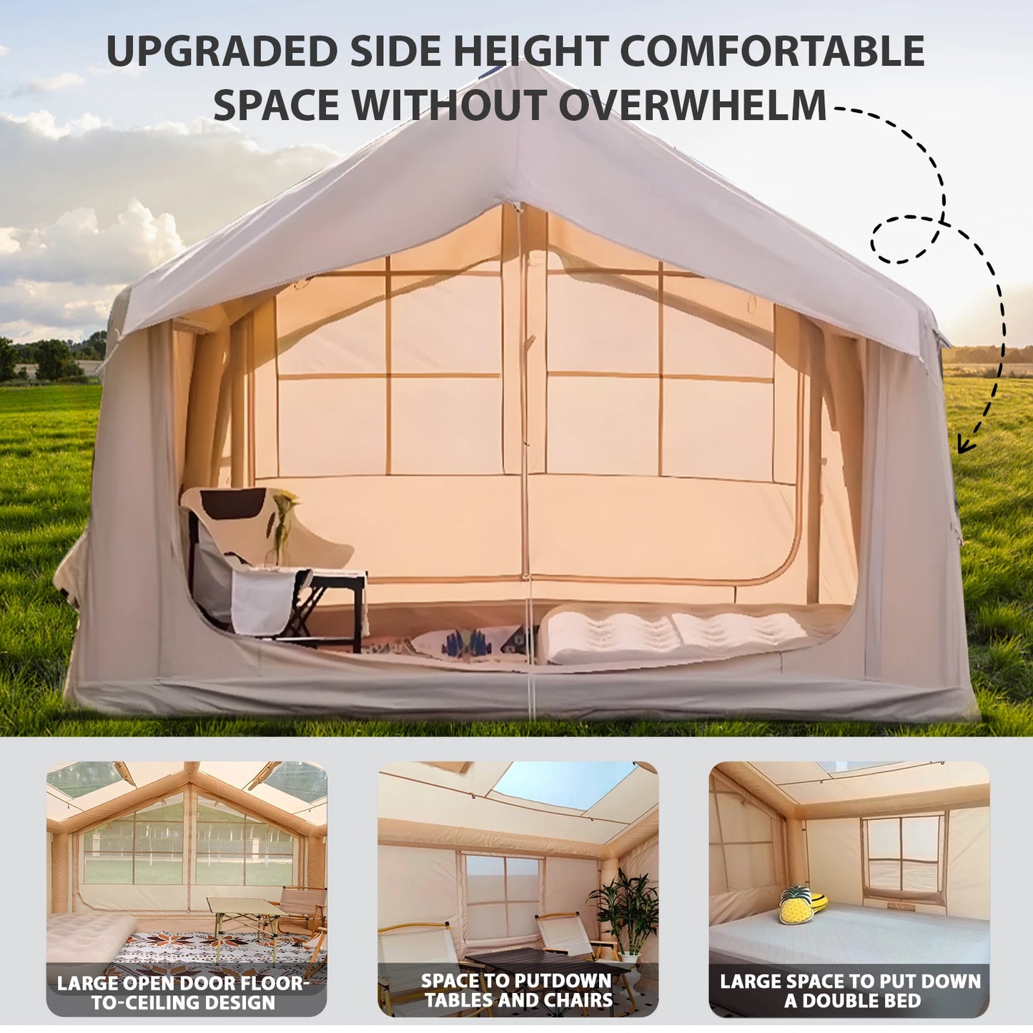 Inflatable Camping Tent for 6-8 People Quick Setup 4 Season Waterproof Tent