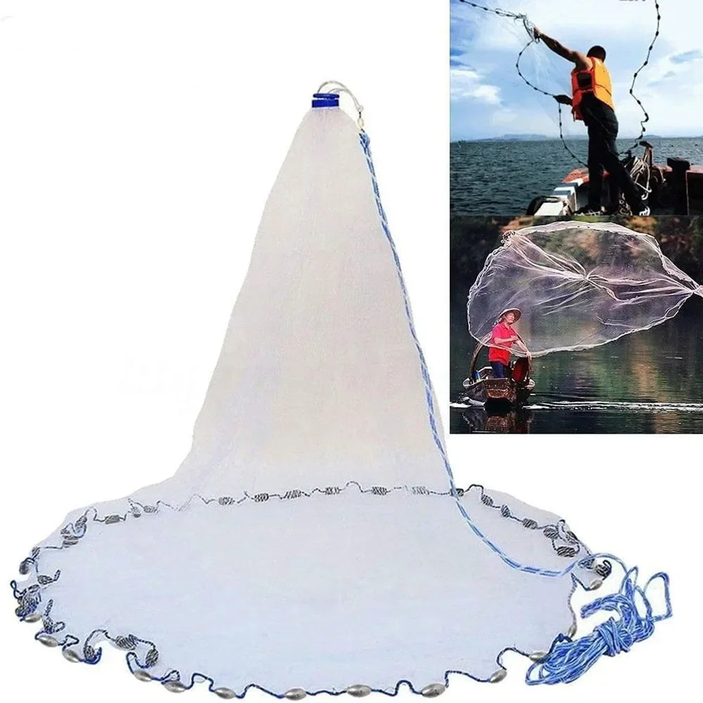 American Saltwater Fishing Cast Net with Heavy Duty Zinc Weights 3 to 10 Feet