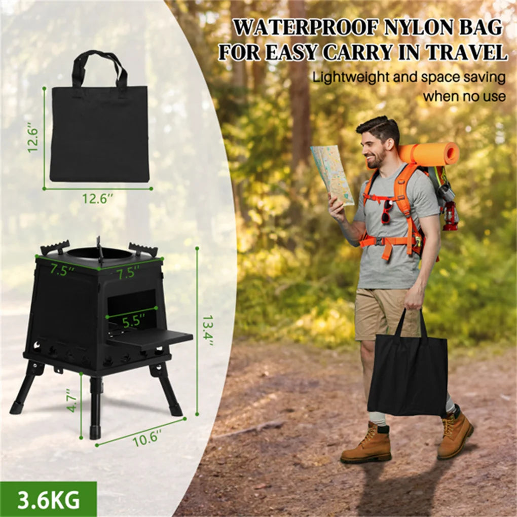 Portable Windproof Camping Wood Heater Stove for Outdoor Adventures