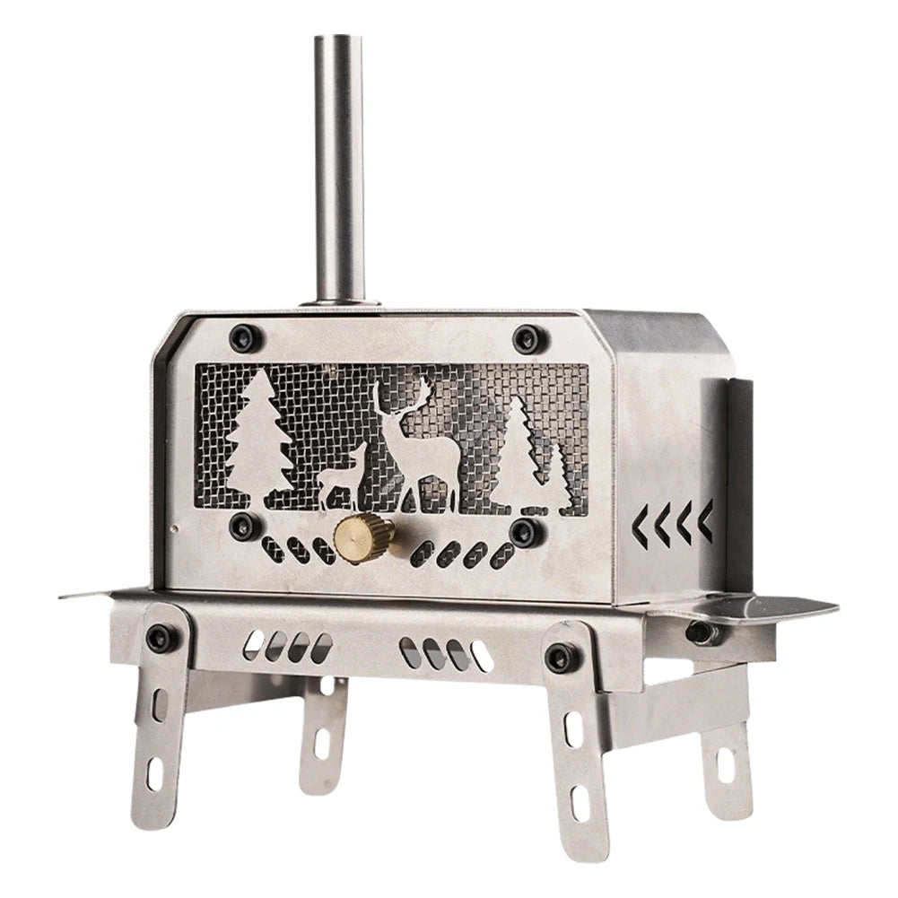 Stainless Steel Outdoor Firewood Stove for Camping and Backpacking Adventures