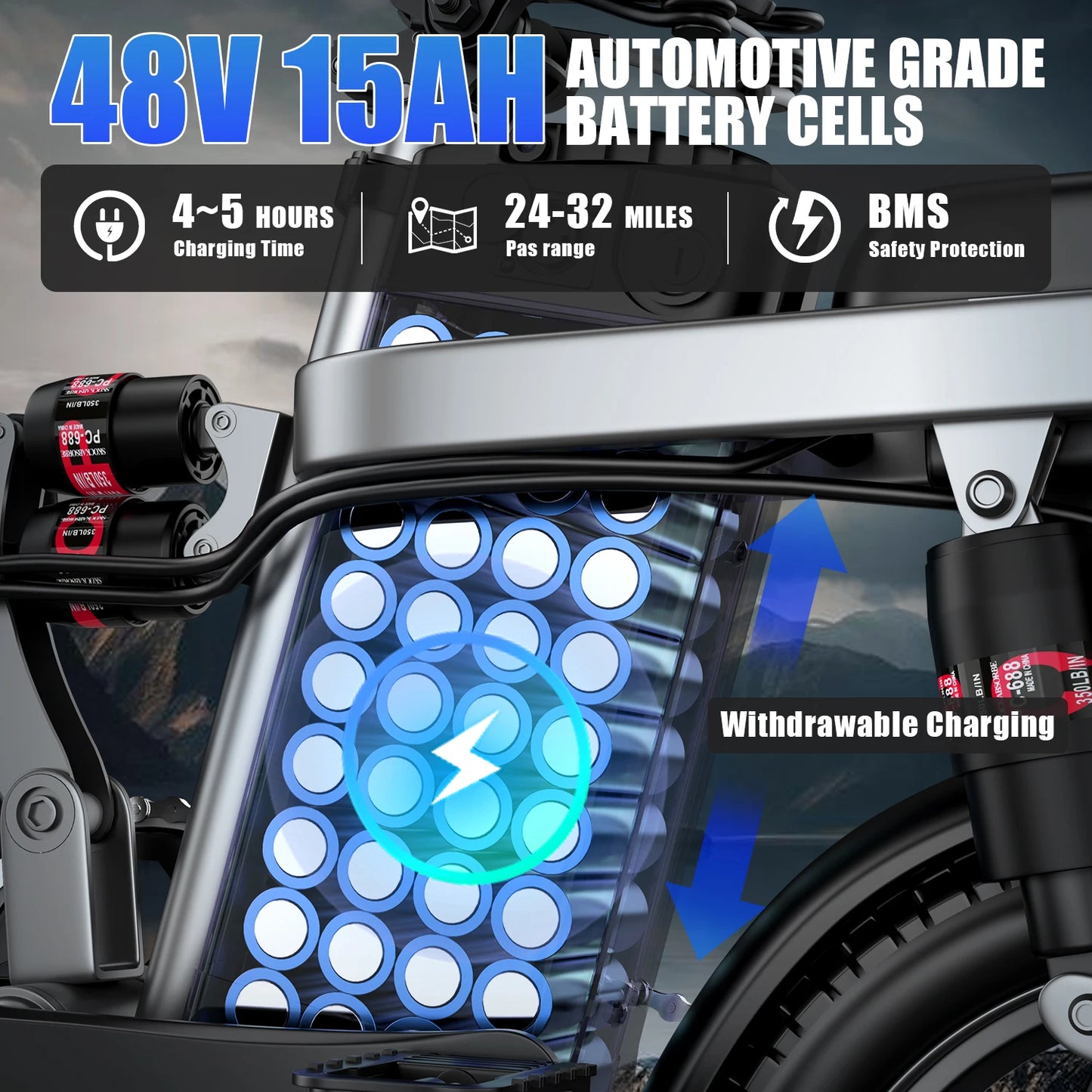 Electric Bike for Adults 48V 15AH Removable Battery 20MPH 35Miles 500W Motor