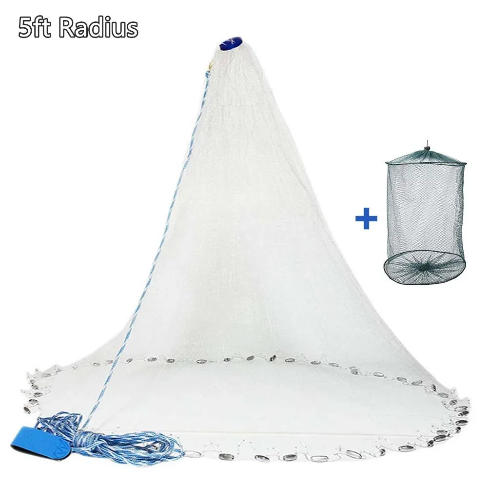 American Saltwater Fishing Cast Net with Heavy Duty Zinc Weights 3 to 10 Feet