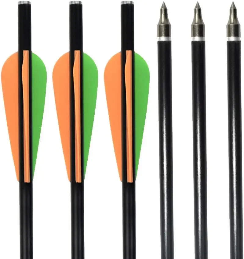 Archery Crossbow Bolts Fiberglass Arrows with Flat Nock Pack of 12